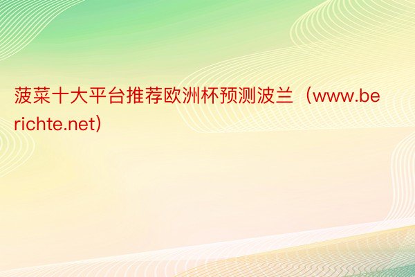 菠菜十大平台推荐欧洲杯预测波兰(www.berichte.net)
