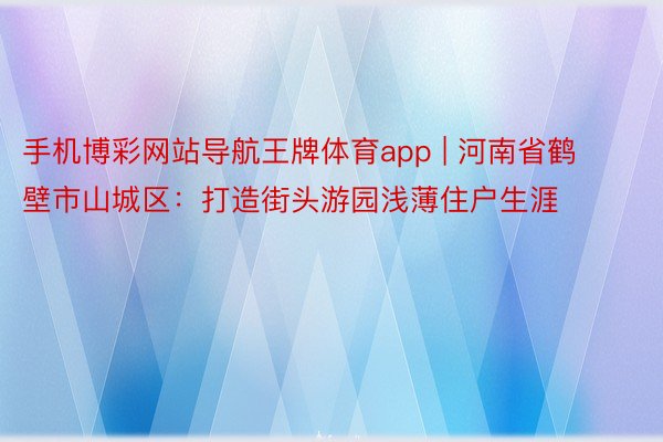 手机博彩网站导航王牌体育app | 河南省鹤壁市山城区：打造街头游园浅薄住户生涯